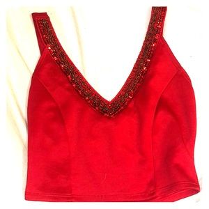 Body Central red sequins crop top